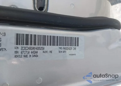 2019 Dodge Charger Sxt Rwd z USA, uszkodzony, nr VIN 2C3CDXBG0KH695250